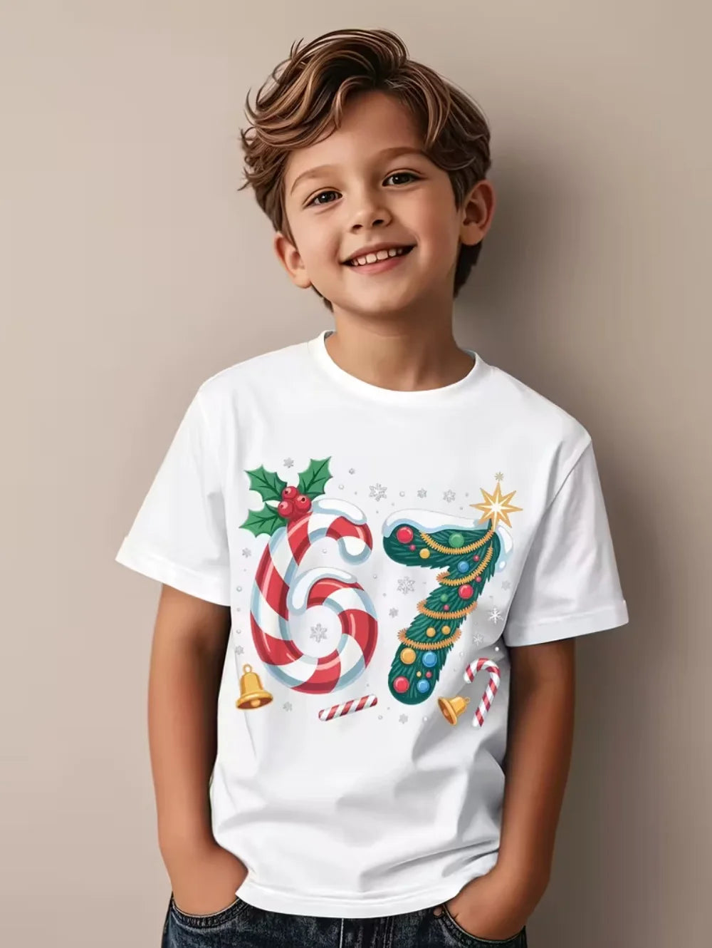 67 Number T-Shirt for Kids Funny Digital 3D Print Summer Short Sleeve Tee Loose Comfortable Tops Streetwear Fashion Kids Clothes