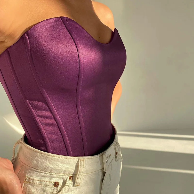 Sexy Damen Body trägerlos – Figurformender Bandeau Bodysuit für Party & Alltag