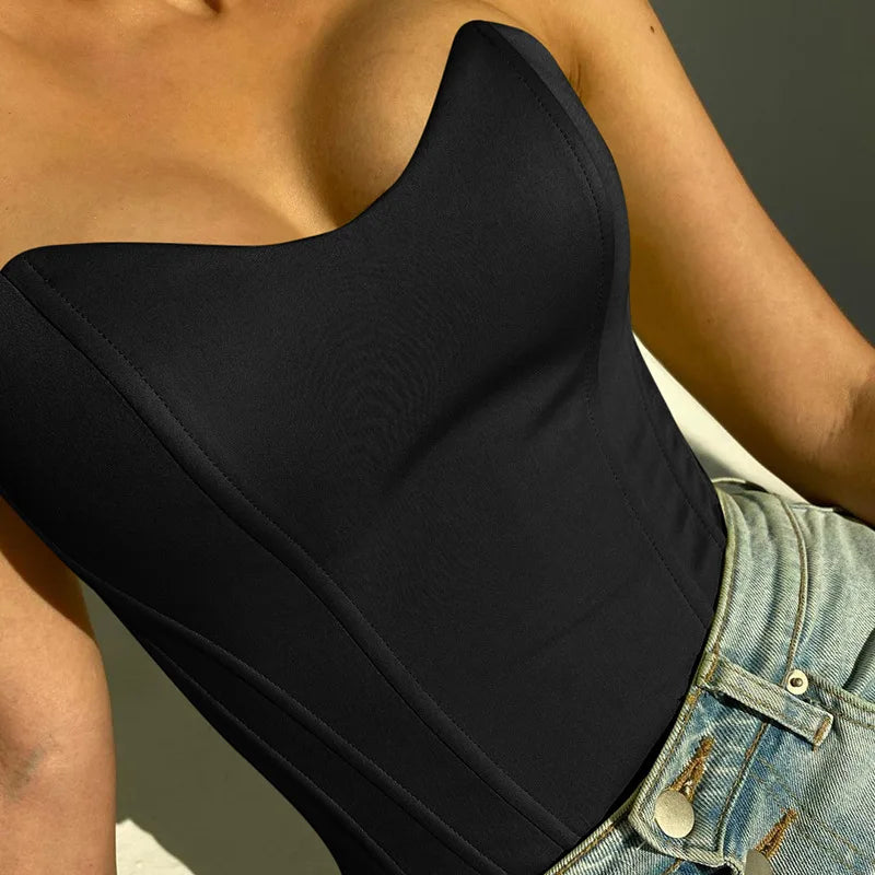 Sexy Damen Body trägerlos – Figurformender Bandeau Bodysuit für Party & Alltag