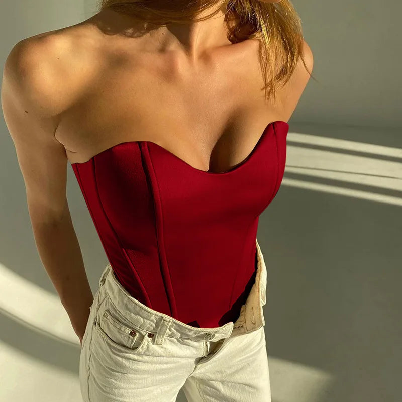Sexy Damen Body trägerlos – Figurformender Bandeau Bodysuit für Party & Alltag